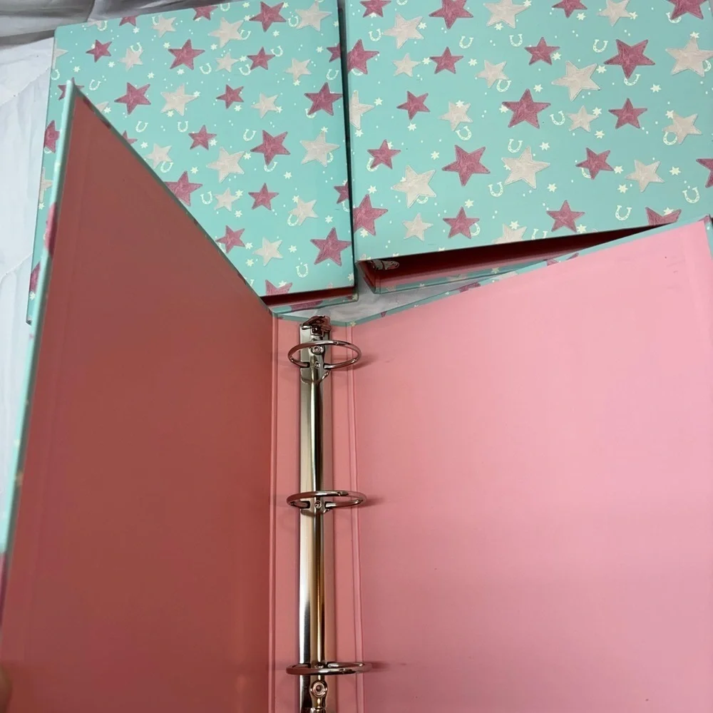 Set of 3 New GARTNER Studios 2” 3 ring binders Star Patterned Binders pink teal